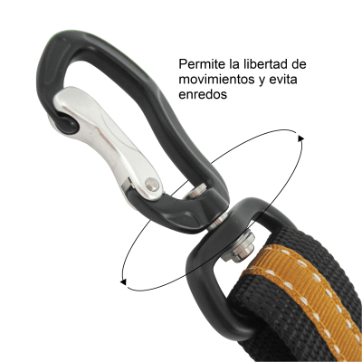 Correa enganche directo a Cinturón negro/naranja (Mosquetón 360°)