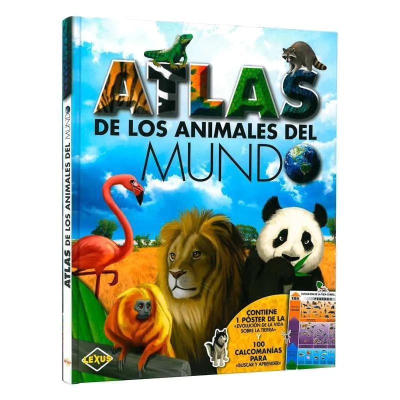 ATLAS DE LOS ANIMALES DEL MUNDO - POSTER Y 100 CALCOMANIAS1