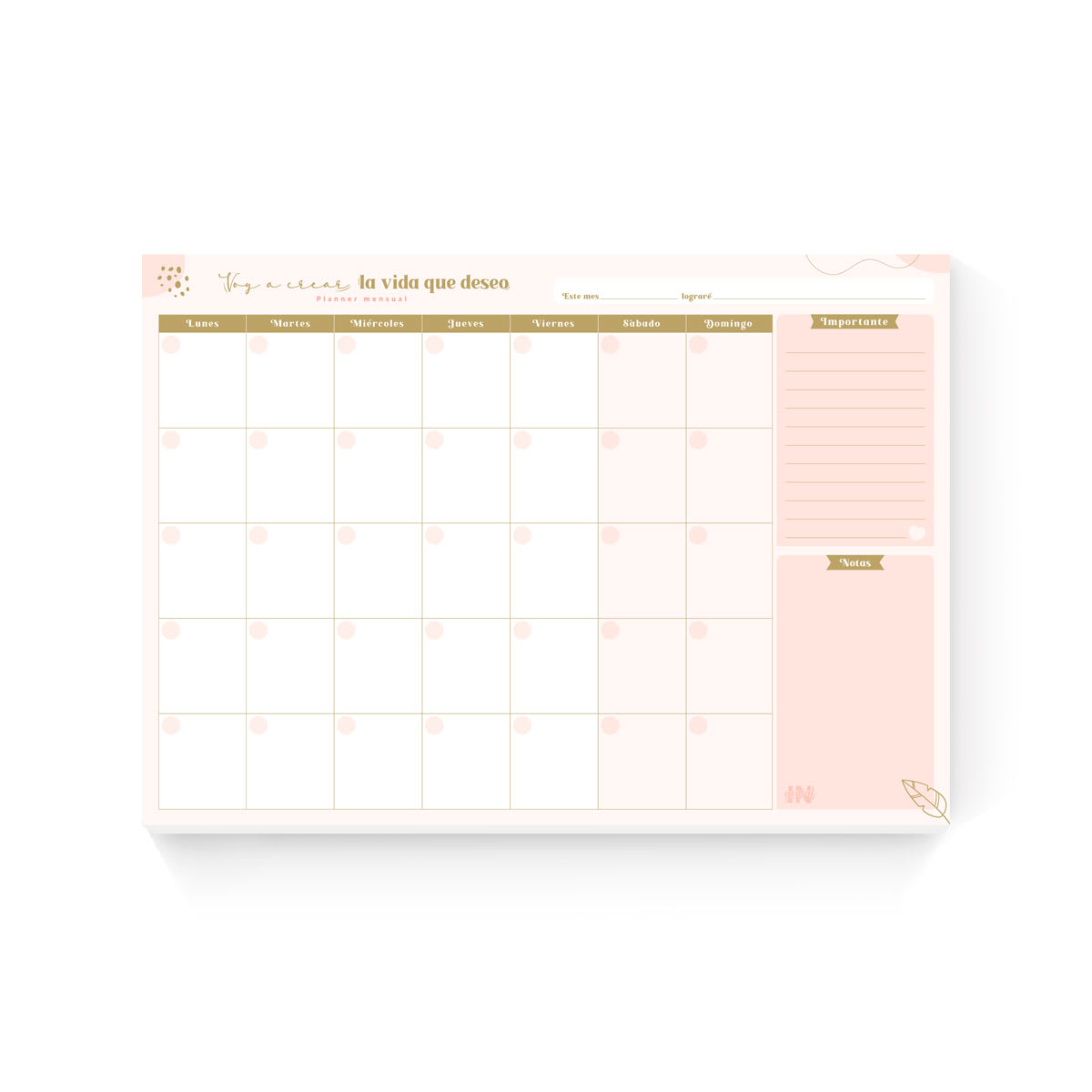 PLANNER MENSUAL A4 + BLOCK DE NOTAS-SET LARA2