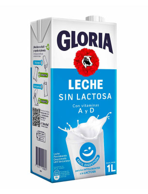 LECHE GLORIA SIN LACTOSA SEMIDESCREMADA CAJA 1 LT