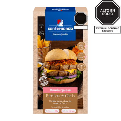 Hamburguesa parrillera de cerdo x 4 Und