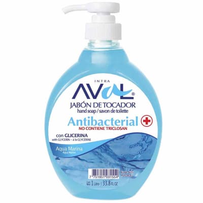 Jabón Líquido Antibact. AVAL Agua Marina C/Glicerina x 1 Litro