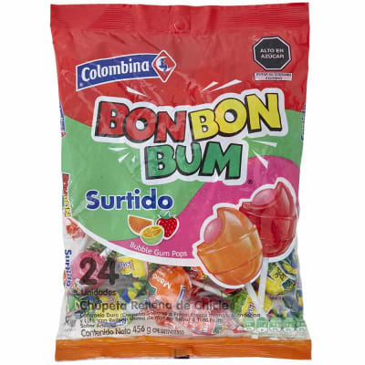 Chupetes Bon bon bum Surtido x Bolsa (24 Und.)