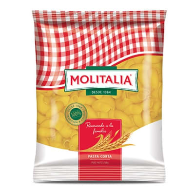 Pasta Molitalia Codo Rayado en bolsa X 250gr