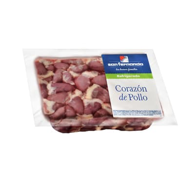 Corazón de Pollo fresco termoformado Rango de 0.6 a 1.1 kg.