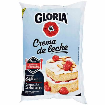 Crema de Leche GLORIA UHT en Bolsa x 946ml