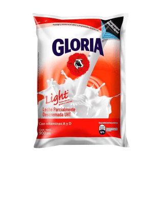 Leche GLORIA Light Parcialm. Descremada UHT Bolsa x 900ml