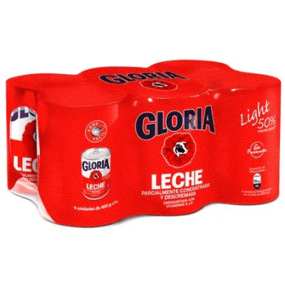 Leche Gloria Evaporada light 400gr c/u