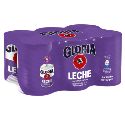 Leche Gloria Evaporada Morada 400gr c/u
