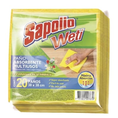 Paño Absorvente Amarillo Weti SAPOLIO x 20Und