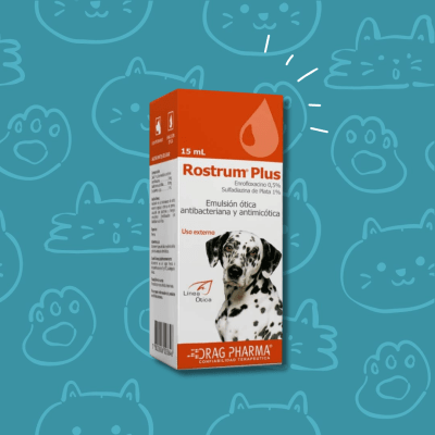 Rostrum Plus Ótico Emulsión Gotas x 15 ml (Venta bajo receta Médico Veterinario retenida)