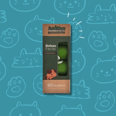 Caja Bolsas Biodegradables Fecas  60 bolsitas Marbenpets