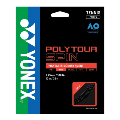 Cuerdas YONEX PolyTour SPIN 1,25 Negra