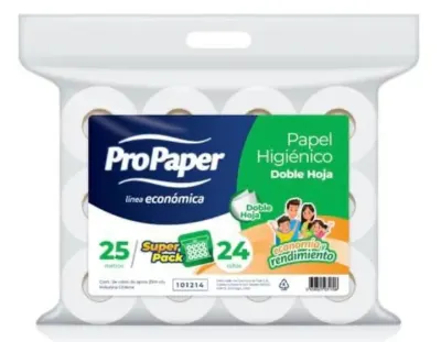 Papel Higiénico Doble Hoja Pack de 24 Rollos por 25 Metros