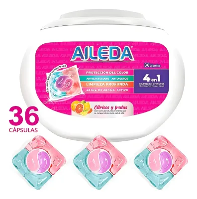Detergente en Capsulas Aroma Cítricos y Frutas 36 Capsulas Aileda