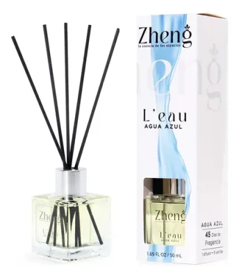 Difusor de Perfume 50 ml. + 3 Varillas Aroma Agua Azul Zheng