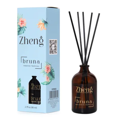 Difusor de Perfume 80 ml. + 5 Varillas Aroma Paraíso Tropical Zheng