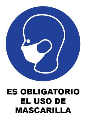Señalética Adhesiva 30x20 cm. Es Obligatorio el uso de Mascarilla