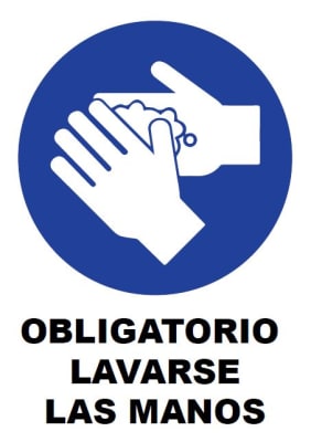 Señalética Adhesiva 30x20 cm. Obligatorio Lavarse las Manos