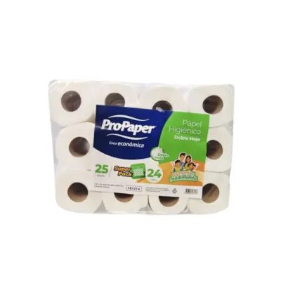 Papel Higiénico Doble Hoja Pack de 24 Rollos por 25 Metros