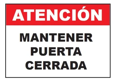 Señalética Adhesiva 30x20 cm. Mantener Puerta Cerrada