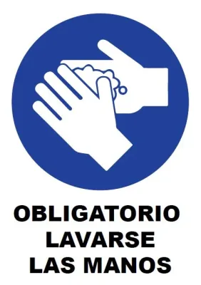 Señalética Adhesiva 30x20 cm. Obligatorio Lavarse las Manos
