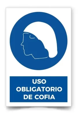 Señalética Adhesiva 30x20 cm. Obligatorio uso de Cofia