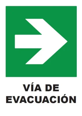 Señalética Adhesiva 30x20 cm. Via de Evacuacion Derecha
