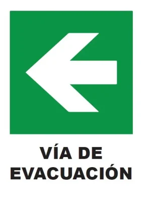 Señalética Adhesiva 30x20 cm. Via de Evacuacion Izquierda