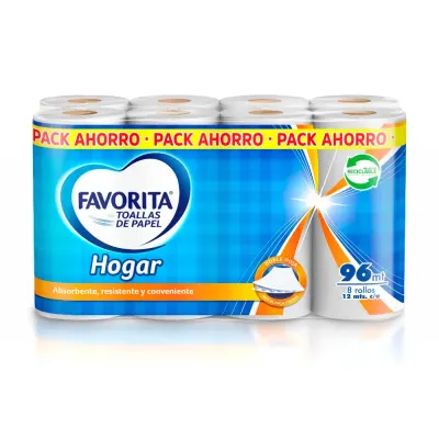 Toalla de Papel Hogar 8 U. 12 mts. Favorita