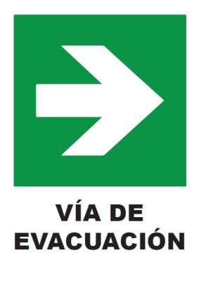 Señalética Adhesiva 30x20 cm. Via de Evacuacion Derecha