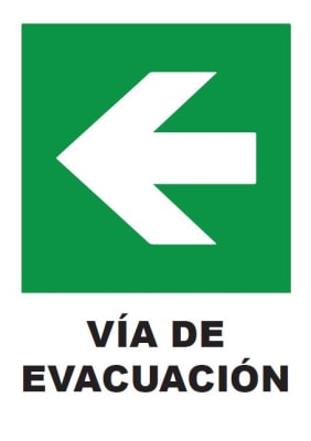 Señalética Adhesiva 30x20 cm. Via de Evacuacion Izquierda