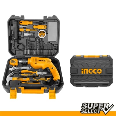 TALADRO PERCUTOR INGCO 680W + JUEGO HERRAM 115PZS C/MALETA