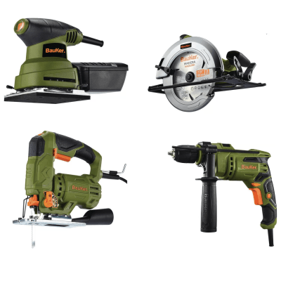KIT LIJADORA/TALADRO PERC/SIERRA CALADORA Y CIRCULAR BAUKER1