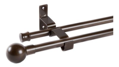 SET TUBO CORTINA DOBLE EXTENSIBLE BOLA CAFE 170-320CM