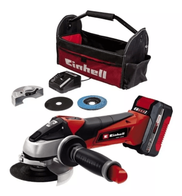 ESMERIL ANGULAR EINHELL C/BOLSO+BAT 4.0AH Y CARG TE-AG 18/115 LI KIT1