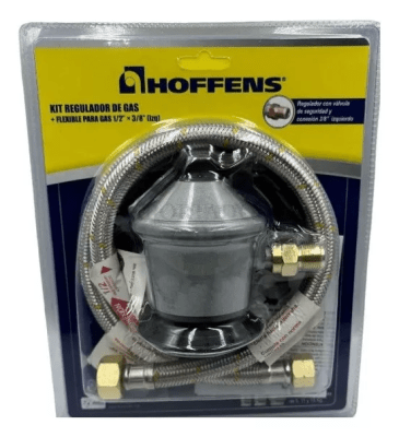 KIT REGULADOR GAS + FLEXIBLE 1/2X3/8 100CM HOFFENS