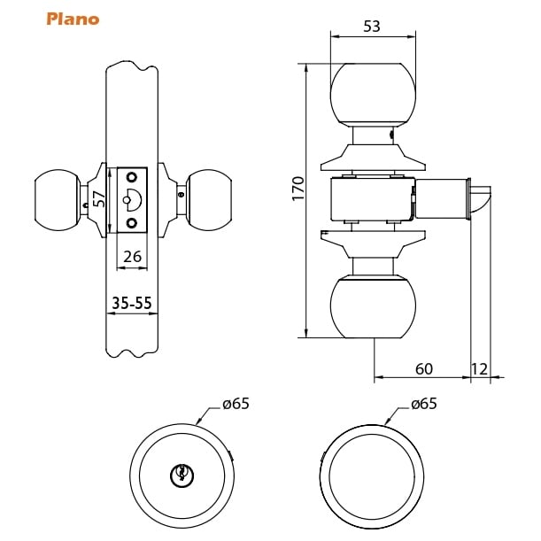 Cerradura Cilíndrica Oister 101 Baño Inox6