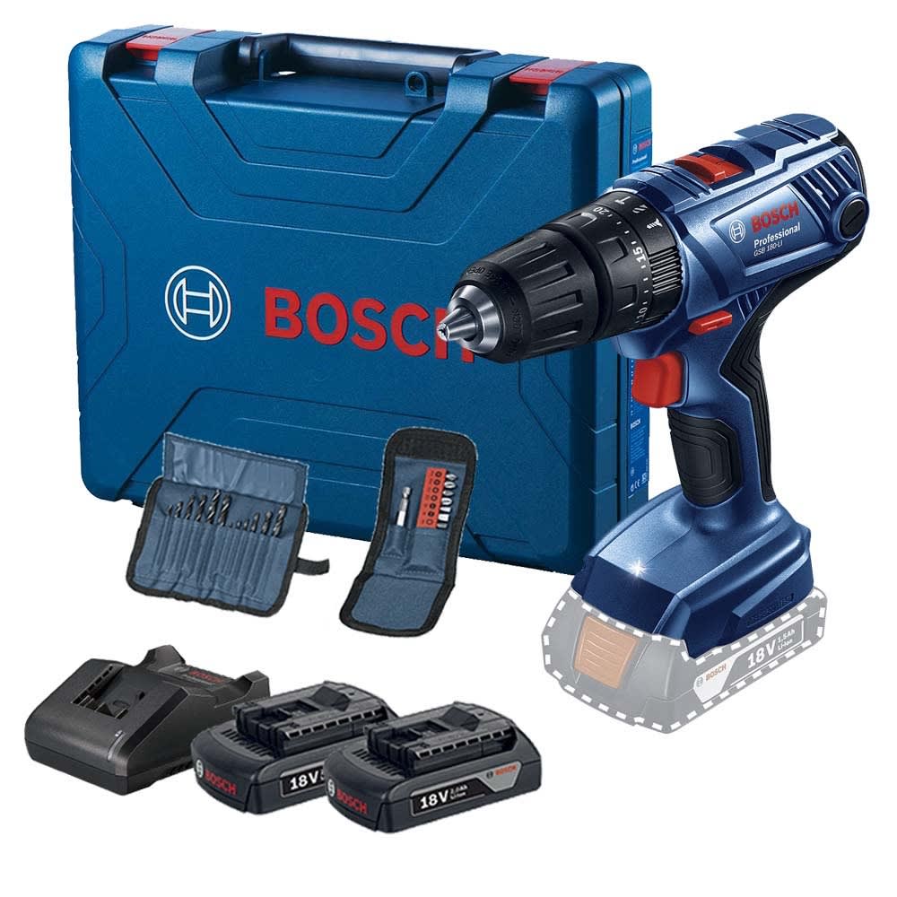 TALADRO PERCUTOR INALAMB BOSCH 18V BR C/BATERIA (2AH) Y CARGADOR + MALETIN3