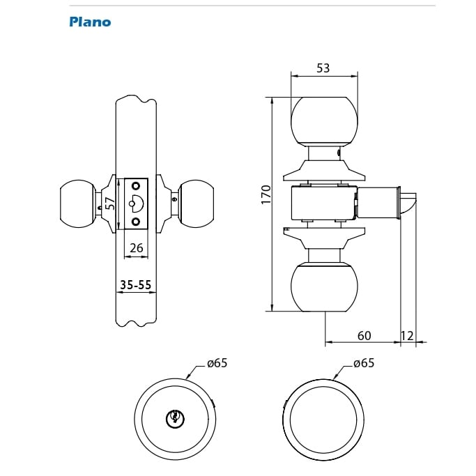 Cerradura Cilíndrica Odis 201 Acceso 35 – 55 mm Acero Inox7