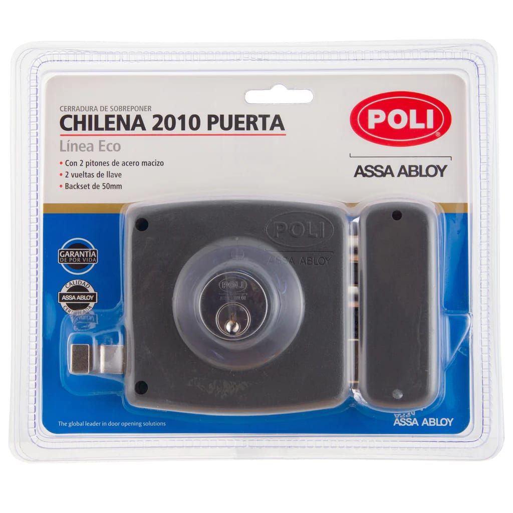 Cerradura Poli Sobreponer Chilena 2010 Cerrojo 2 pitones3