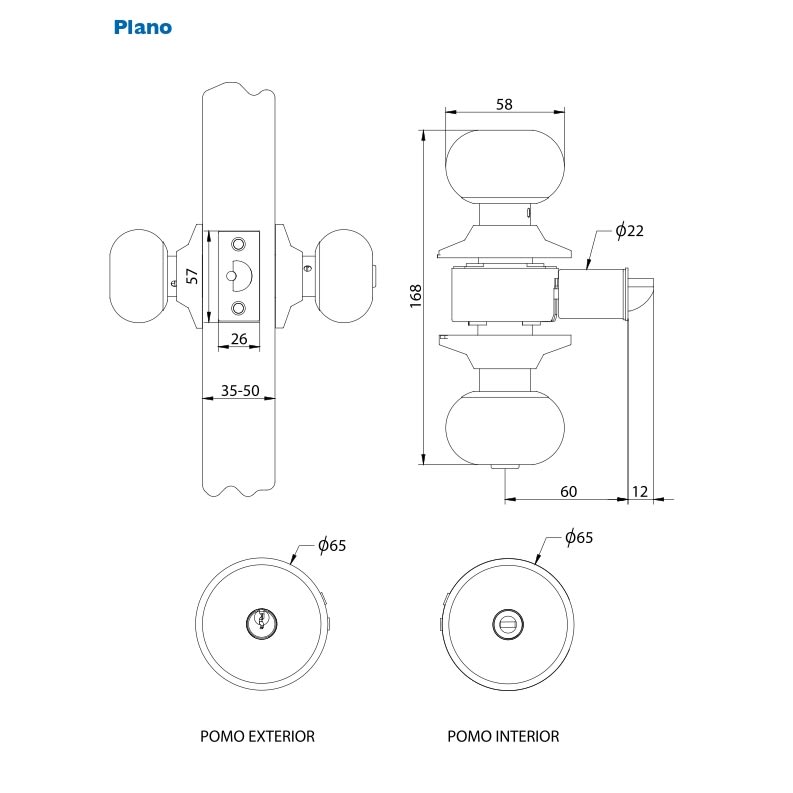 Cerradura Cilíndrica Odis 206 Dormitorio Negro– Linea 2065