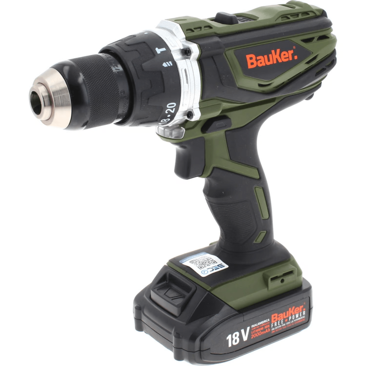TALADRO INALAMB PERCUTOR BAUKER 18V 13MM + 2BAT CD180JN-2P2