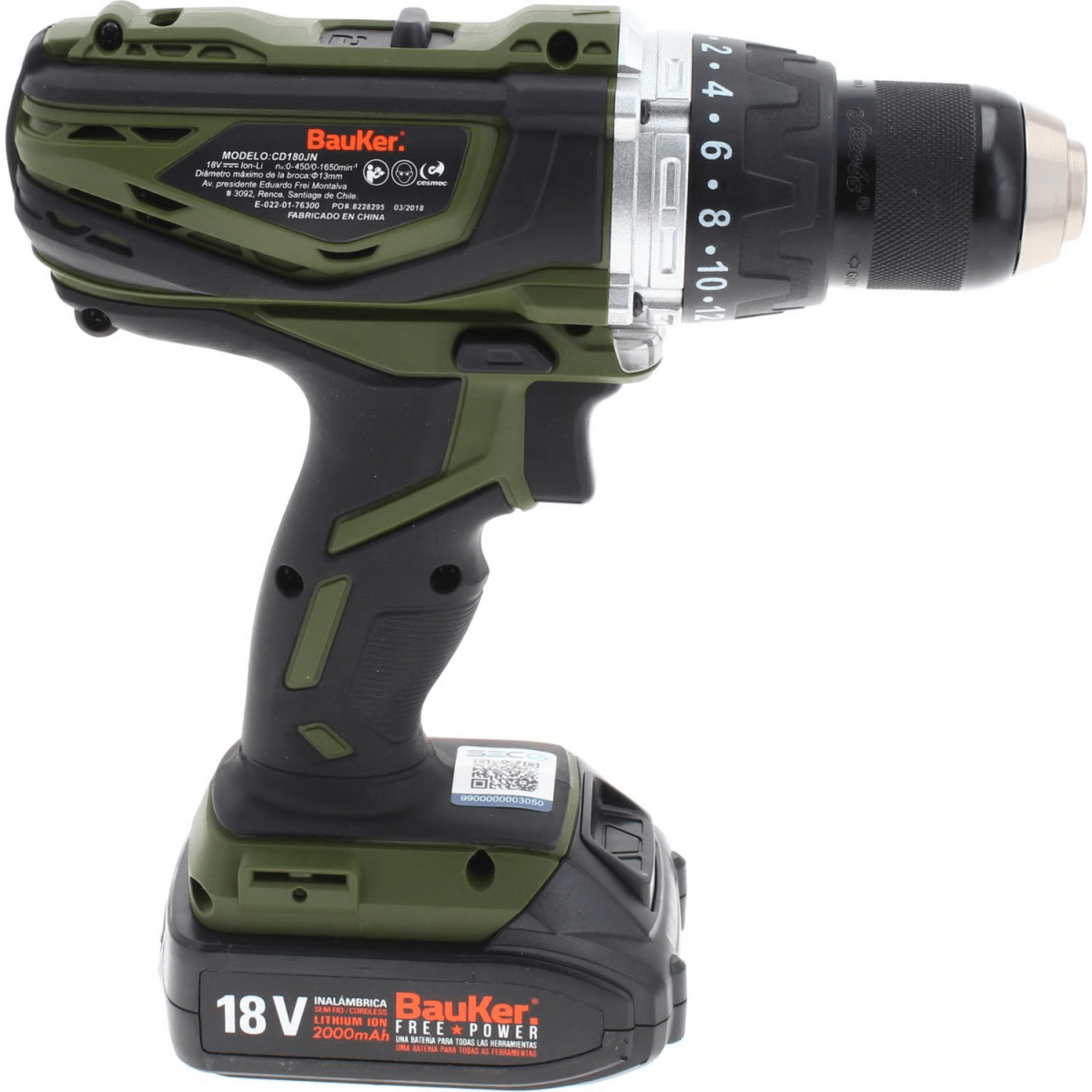 TALADRO INALAMB PERCUTOR BAUKER 18V 13MM + 2BAT CD180JN-2P3