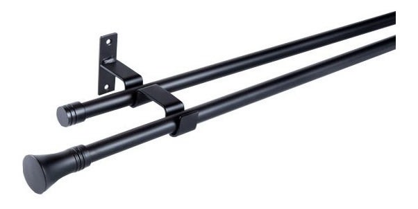SET TUBO CORTINA DOBLE EXTENSIBLE CONICO NEGRO2