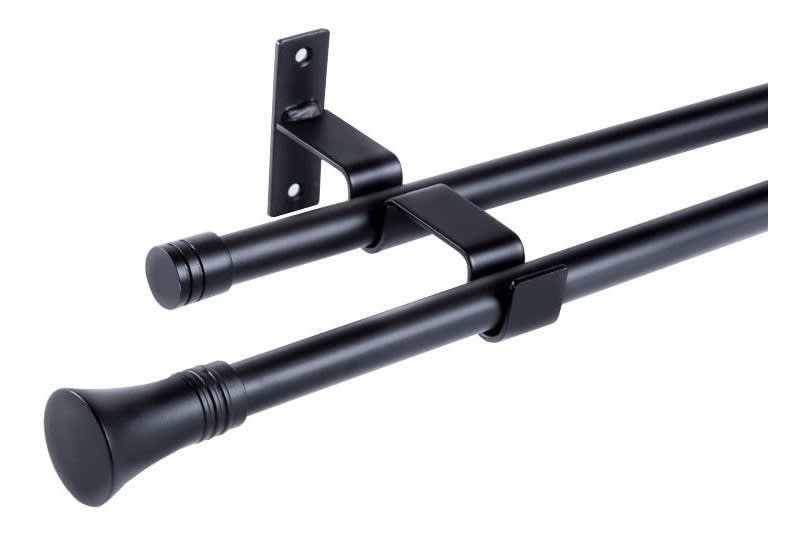 SET TUBO CORTINA DOBLE EXTENSIBLE CONICO NEGRO 0