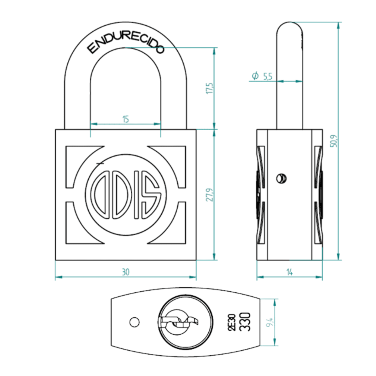 CANDADO ODIS SERIE 300 FORJADO5
