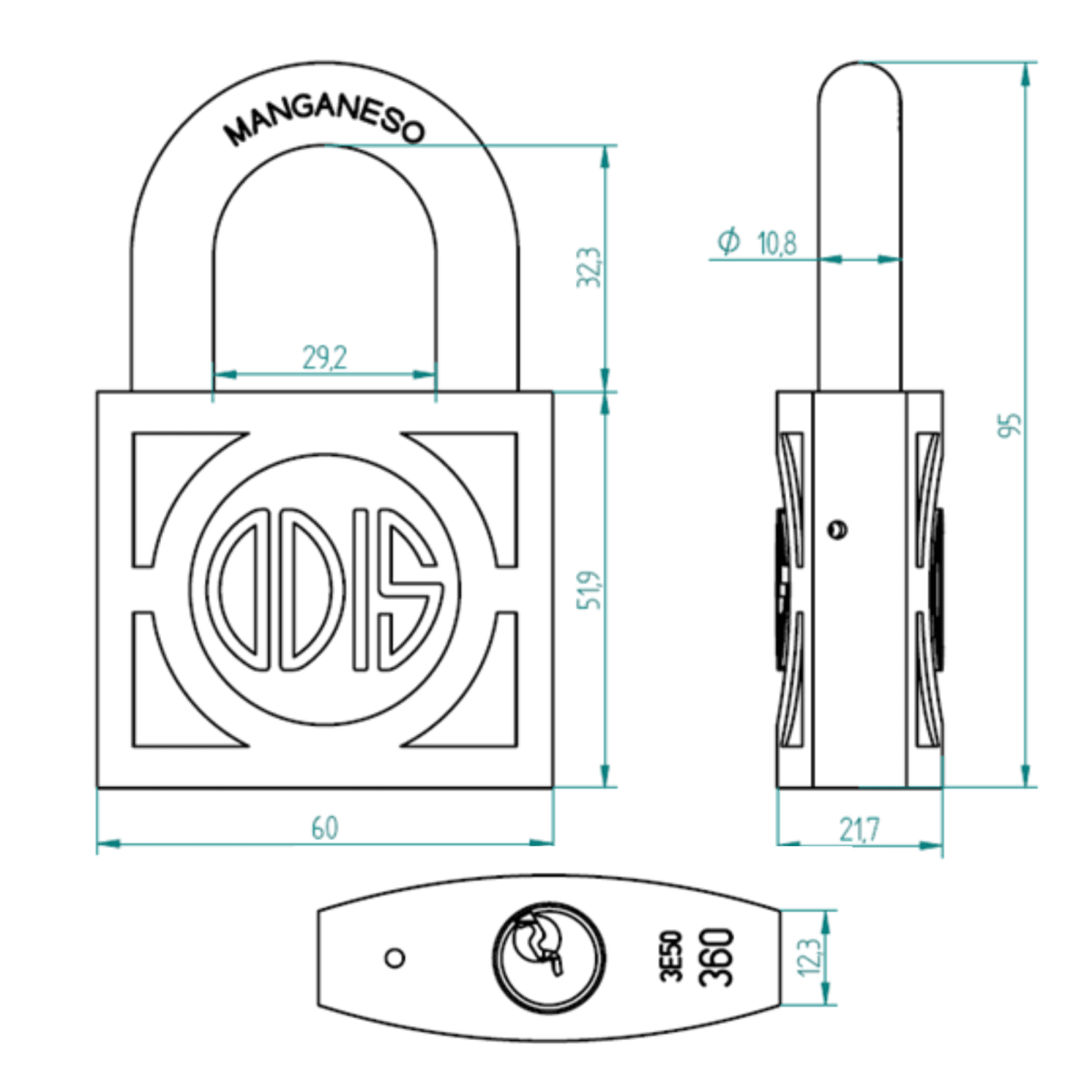 CANDADO ODIS SERIE 300 FORJADO8