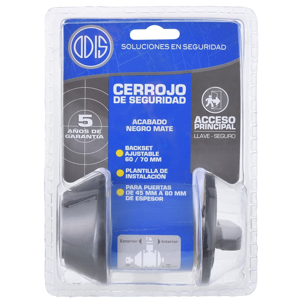 Cerrojo Cilíndrico Odis 501 Llave – Seguro – Linea 501 Negro 0