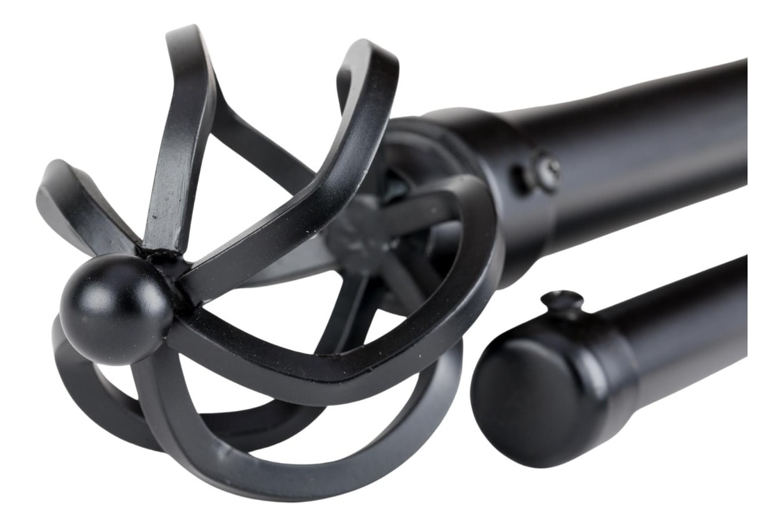 SET TUBO CORTINA METAL DOBLE BOLA ALAMBRE NEGRO 200CM2